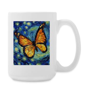 Papillon étoilé style Van Gogh - Grande tasse 440 ml - blanc - Droite