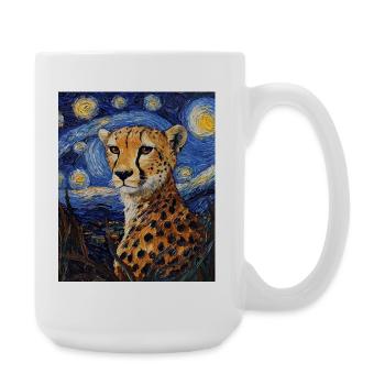 Guépard Léopard Style Van Gogh Étoilé - Grande tasse 440 ml - blanc - Droite