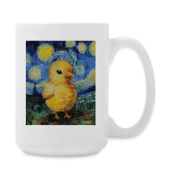 Poussin Poulet Coq Style Van Gogh Étoilé - Grande tasse 440 ml - blanc - Droite
