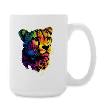 Gepard Cheetah Raubkatze Katzen Liebhaber Geparden - Große Tasse 440 ml - Weiß - Rechts