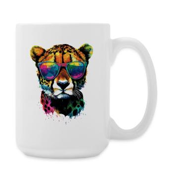 Gepard Cheetah Raubkatze Katzen Liebhaber Geparden - Große Tasse 440 ml - Weiß - Rechts
