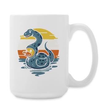 Lustiges Wasserreptil mit Gummiente Brontosaurus - Große Tasse 440 ml - Weiß - Rechts