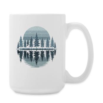 arbres, forêt, nature, nature sauvage, extérieur, coucher de soleil - Grande tasse 440 ml - blanc - Droite