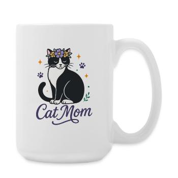 Cat Mom Floral cat love for cat moms - Large Mug 440 ml - white - Right