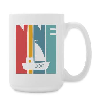 9th Birthday Sailing Ship - Large Mug 440 ml - white - Right