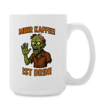 Humorous zombie with coffee gesture - Large Mug 440 ml - white - Right