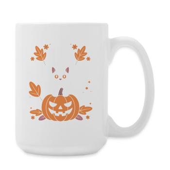Ghost Pumpkin Cat Cute Halloween Autumn - Large Mug 440 ml - white - Right