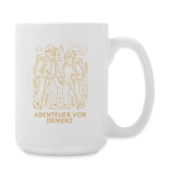 Abenteuer Vor Demenz lustiges Camping Camper Natur - Große Tasse 440 ml - Weiß - Rechts