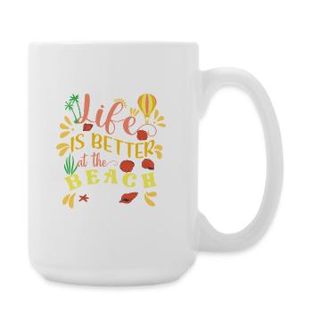 Lebensfreude am Strand Motiv - Große Tasse 440 ml - Weiß - Rechts