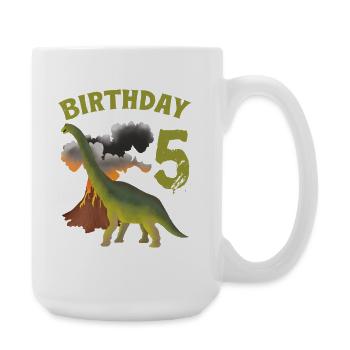 5 Jahre alter Geburtstag Junge Dino Volcano - 5. - Große Tasse 440 ml - Weiß - Rechts