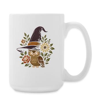 Chouette au chapeau magique avec des fleurs - Grande tasse 440 ml - blanc - Droite