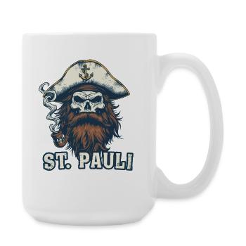 Crâne de marin avec ancre de sifflet St. Pauli Hambourg - Grande tasse 440 ml - blanc - Droite