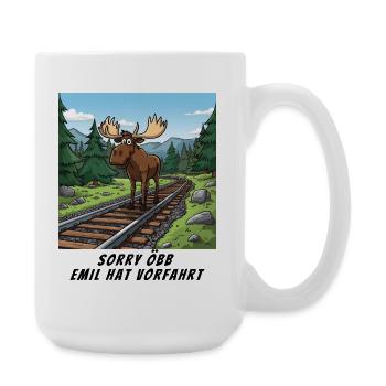 Sorry train - Emil has right of way here - Large Mug 440 ml - white - Right
