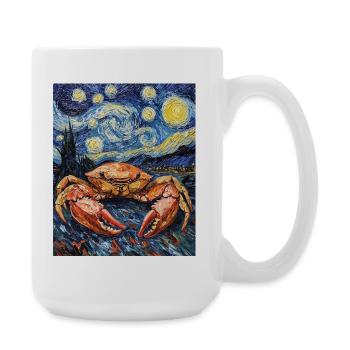 Crab Van Gogh Style Starry - Large Mug 440 ml - white - Right