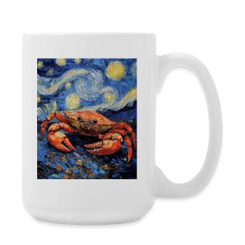 Crab Van Gogh Style Starry - Large Mug 440 ml - white - Right