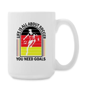 Life Is All About Soccer – Retro Kick - Large Mug 440 ml - white - Right