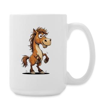 Fröhlicher Comic-Pferdeschow - Große Tasse 440 ml - Weiß - Rechts