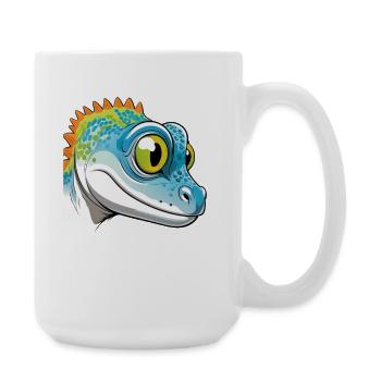 Bunter Geko Cartoon Design - Große Tasse 440 ml - Weiß - Rechts