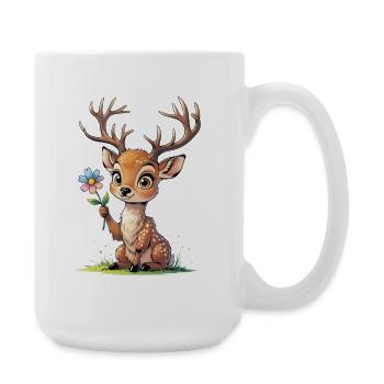 Niedlicher Rehkitz mit Blume - Große Tasse 440 ml - Weiß - Rechts