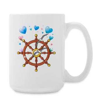 Steuerrad Möwen maritim - Große Tasse 440 ml - Weiß - Rechts