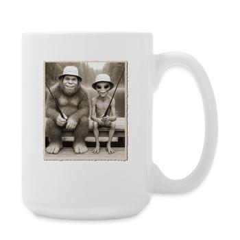 Pêche, Pêcheur, Pêcheur, Pêche, Bigfoot, Alien - Grande tasse 440 ml - blanc - Droite