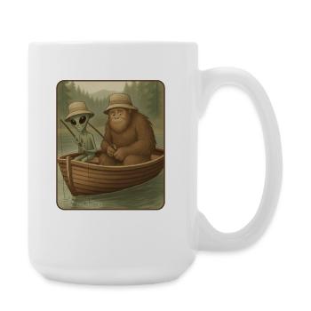 Pêche, Pêcheur, Pêcheur, Pêche, Bigfoot, Alien - Grande tasse 440 ml - blanc - Droite