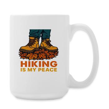 Hiking Hiking Is My Peace Autumn Autumn Leaves - Large Mug 440 ml - white - Right