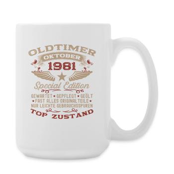 44th Birthday Gift Vintage Car October 1981 - Large Mug 440 ml - white - Right