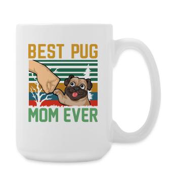 Beste Mopsmutter aller Zeiten Retro - Große Tasse 440 ml - Weiß - Rechts