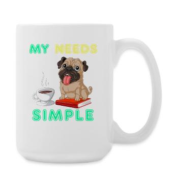 Pug Books Chemise de café - Grande tasse 440 ml - blanc - Droite