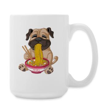 Cute Pug Eating Ramen Tee - Large Mug 440 ml - white - Right