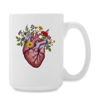 Blumenherz: Natur und Liebe vereint - Große Tasse 440 ml - Weiß - Rechts