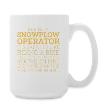 Snowplow Operator Riding A Bike Snow Plow Driver - Large Mug 440 ml - white - Right