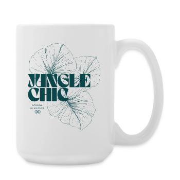 Botanischer Dschungel Monstera Blatt Muster Design - Große Tasse 440 ml - Weiß - Rechts