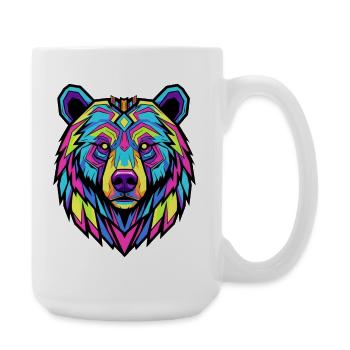 Neon Tribal Bär Illustration - Große Tasse 440 ml - Weiß - Rechts