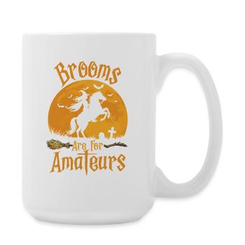 Besen sind für Amateure Halloween Reiter - Große Tasse 440 ml - Weiß - Rechts