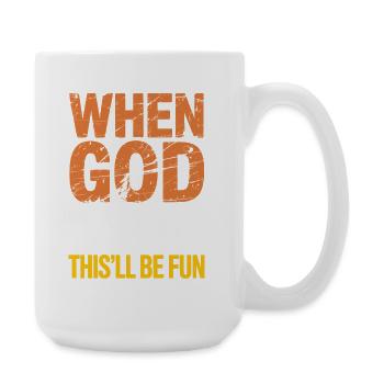 Als Gott mich Schuf Grinste Er Lustiger Retro - Große Tasse 440 ml - Weiß - Rechts