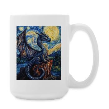 Drache Drachen Dragon Van Gogh Style Starry Night - Large Mug 440 ml - white - Right