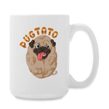Pugtato Mops Kartoffel Lustig - Große Tasse 440 ml - Weiß - Rechts