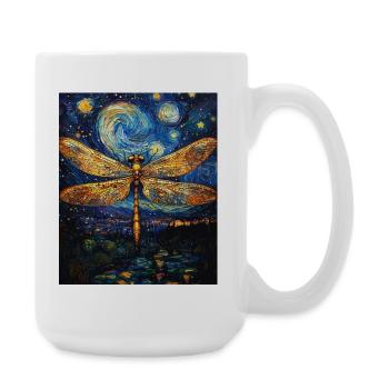 Libellule style Van Gogh Nuit étoilée - Grande tasse 440 ml - blanc - Droite