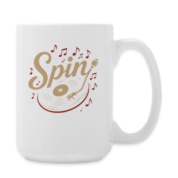 Drehen Sie Vinyl-Schallplatte Musikliebhaber Retro-Vibe - Große Tasse 440 ml - Weiß - Rechts
