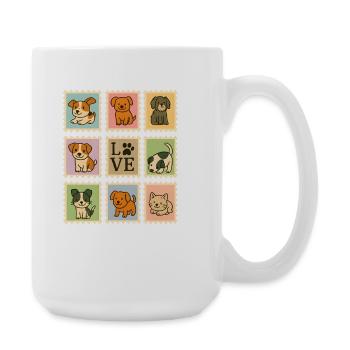 Adorable Puppy Dog Collection with Love Motif - Large Mug 440 ml - white - Right