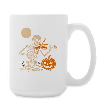 Skeletor avec violon et citrouille Halloween - Grande tasse 440 ml - blanc - Droite