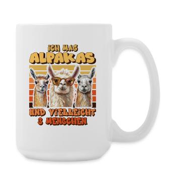 Fan d’alpaga AIME LES ALPAGAS ET PEUT-ÊTRE 3 PERSONNES - Grande tasse 440 ml - blanc - Droite