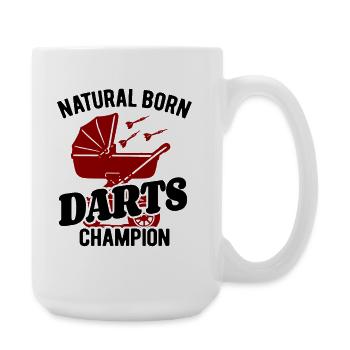 Natural born Darts Champion, Baby Dart Kinderwagen - Große Tasse 440 ml - Weiß - Rechts