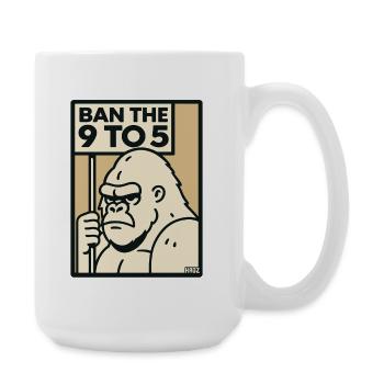 Gorilla against 9 to 5 office and work - Large Mug 440 ml - white - Right