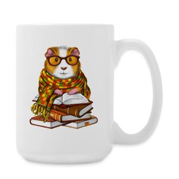 Guinea Pig Reading Books - Large Mug 440 ml - white - Right