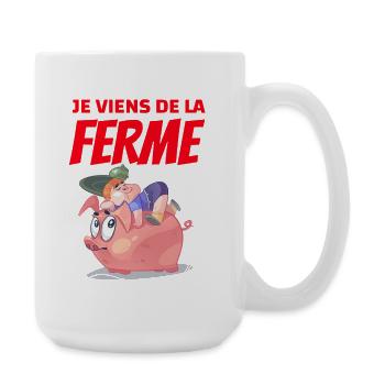 Ich komme vom Bauernhof und zeichne Schwein Nickerchen - Große Tasse 440 ml - Weiß - Rechts