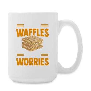 More waffles, less worries. - Large Mug 440 ml - white - Right