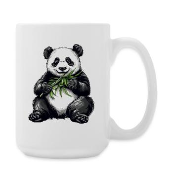 Niedlicher Pandabär mit Bambus - Große Tasse 440 ml - Weiß - Rechts